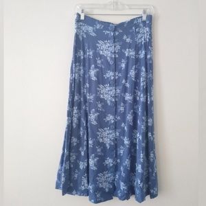 VTG Blue Floral Midi Skirt